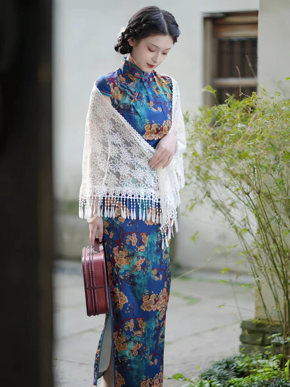 Women's Floral Qipao Cheongsam Dress – Maxi – additional product view