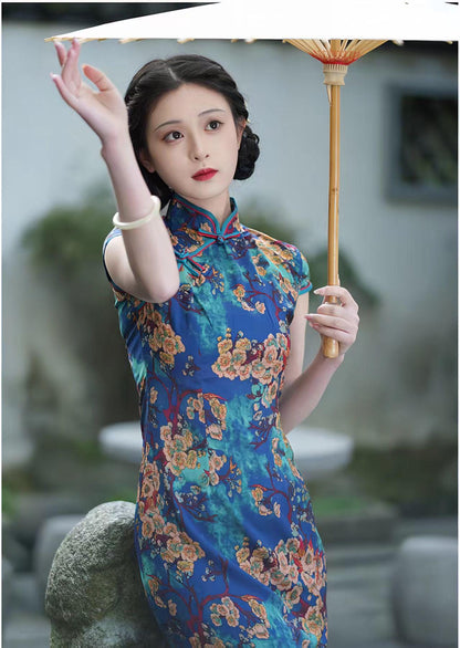 Women's Floral Qipao Cheongsam Dress – Maxi – additional product view