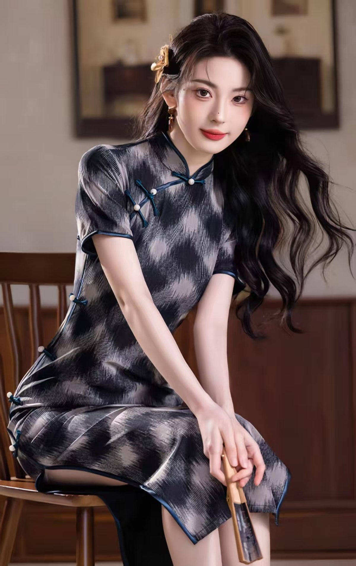 Women's Vintage Qipao Cheongsam Dress – Mandarin Collar Fitted – additional product view