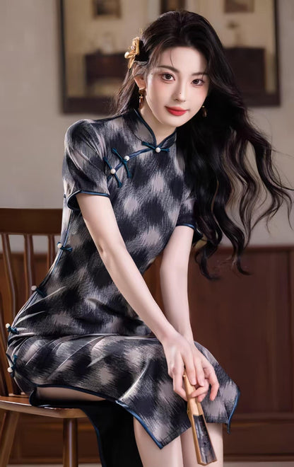 Women's Vintage Qipao Cheongsam Dress – Mandarin Collar Fitted – additional product view