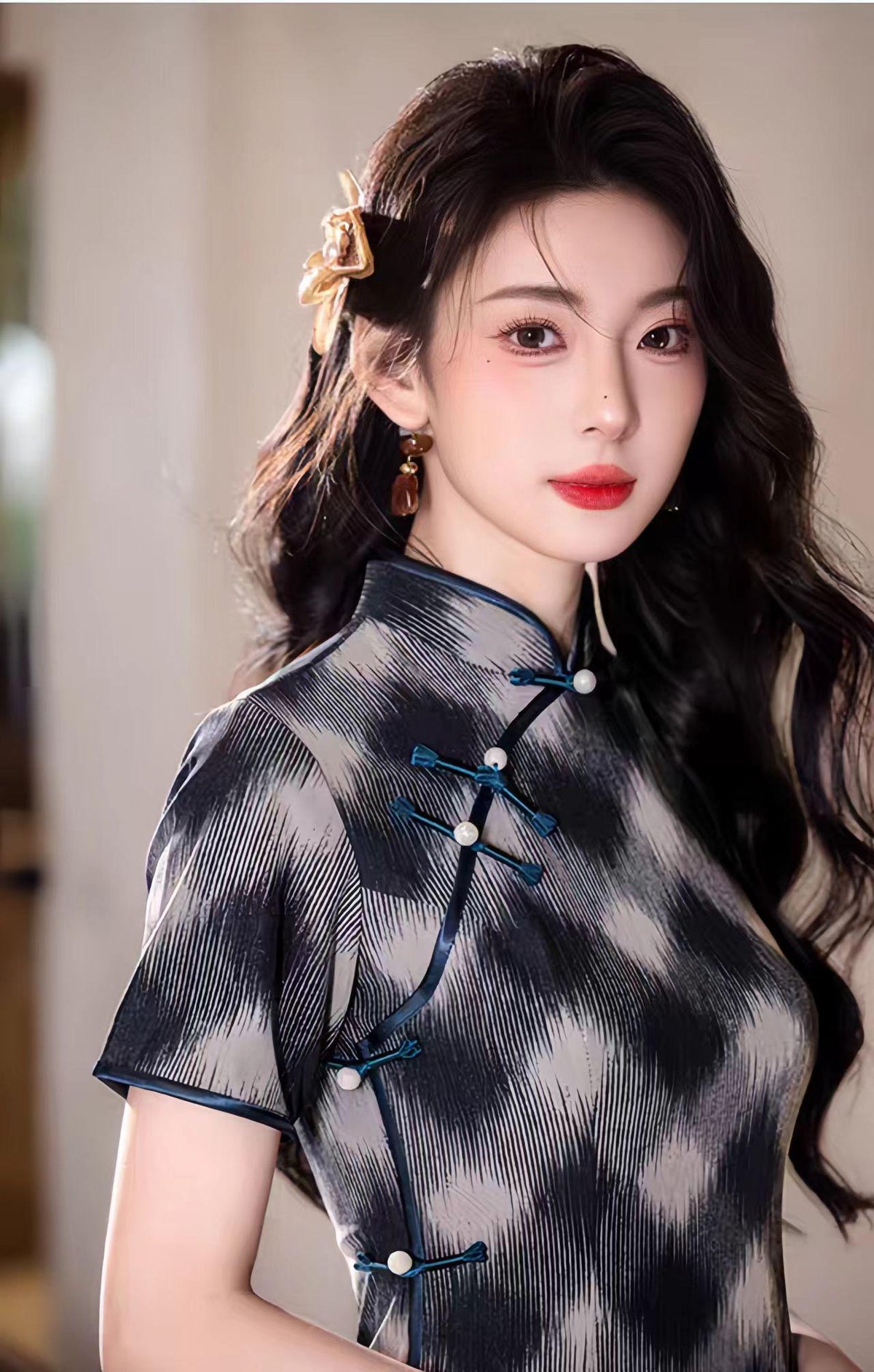 Women's Vintage Qipao Cheongsam Dress – Mandarin Collar Fitted – additional product view