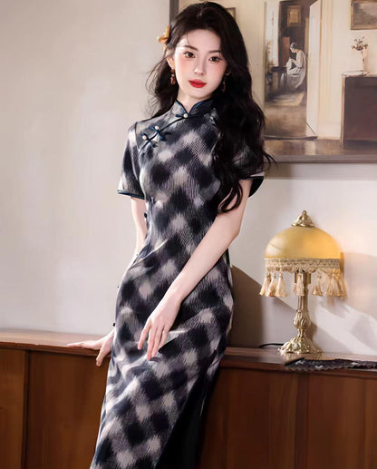 Women's Vintage Qipao Cheongsam Dress – Mandarin Collar Fitted – additional product view