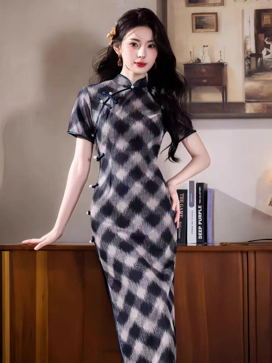 Women's Vintage Qipao Cheongsam Dress – Mandarin Collar Fitted