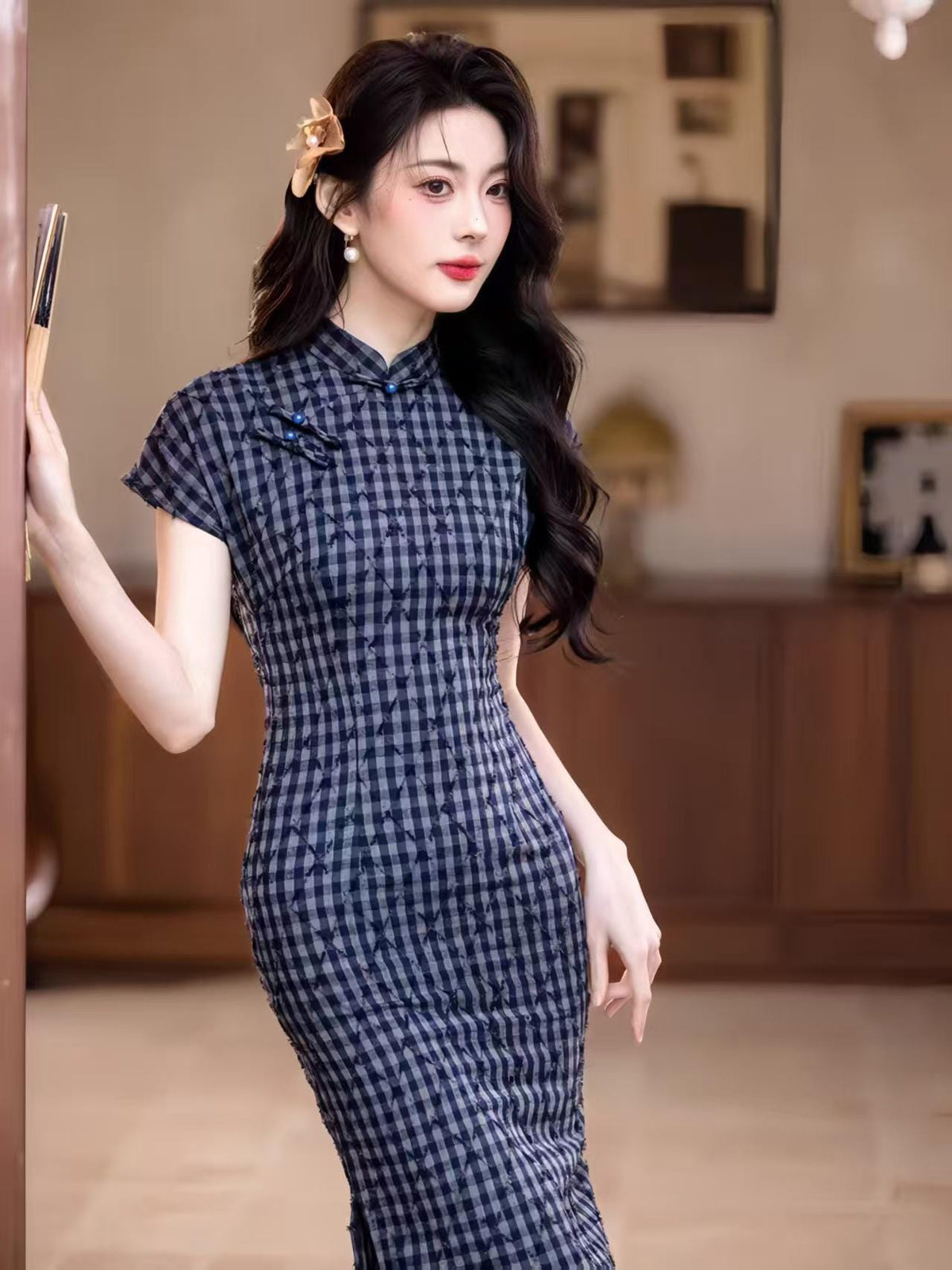 Women's Elegant Qipao Cheongsam Dress – Linen Fitted – additional product view