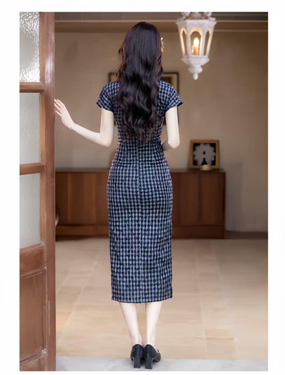 Women's Elegant Qipao Cheongsam Dress – Linen Fitted – additional product view