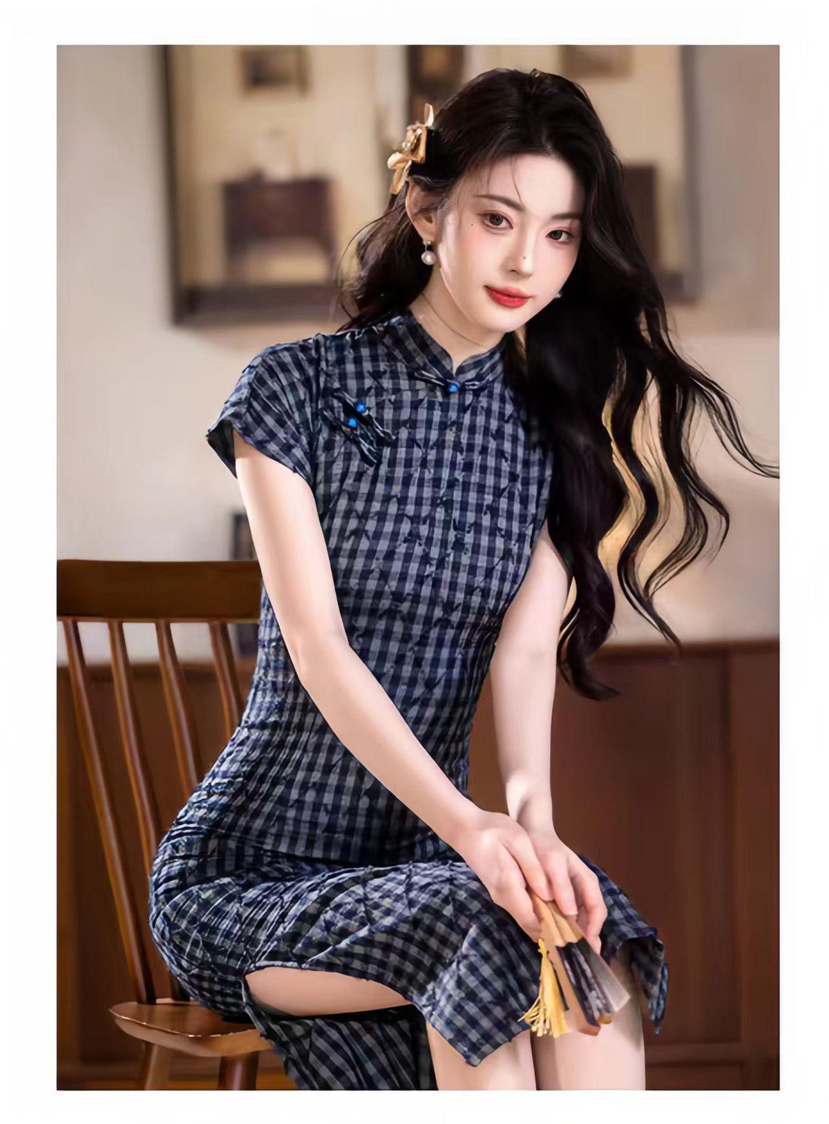 Women's Elegant Qipao Cheongsam Dress – Linen Fitted – additional product view