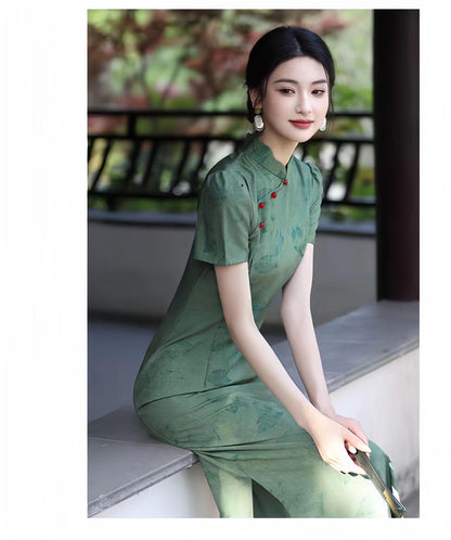 Women's Green Elegant Qipao Cheongsam Dress – additional product view