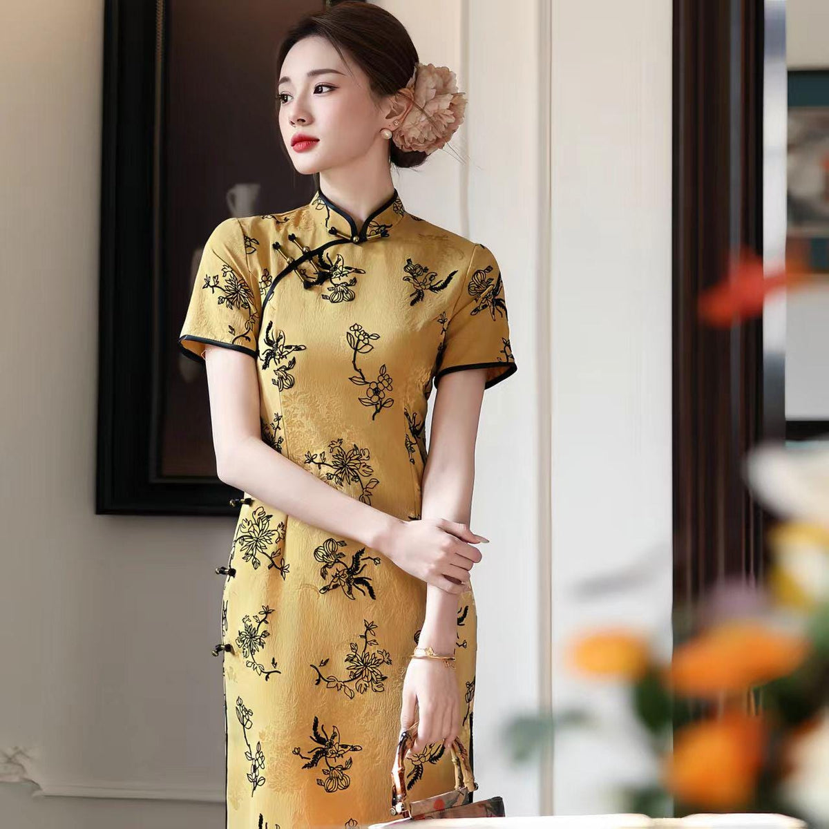 Women's Floral Qipao Cheongsam Dress – additional product view