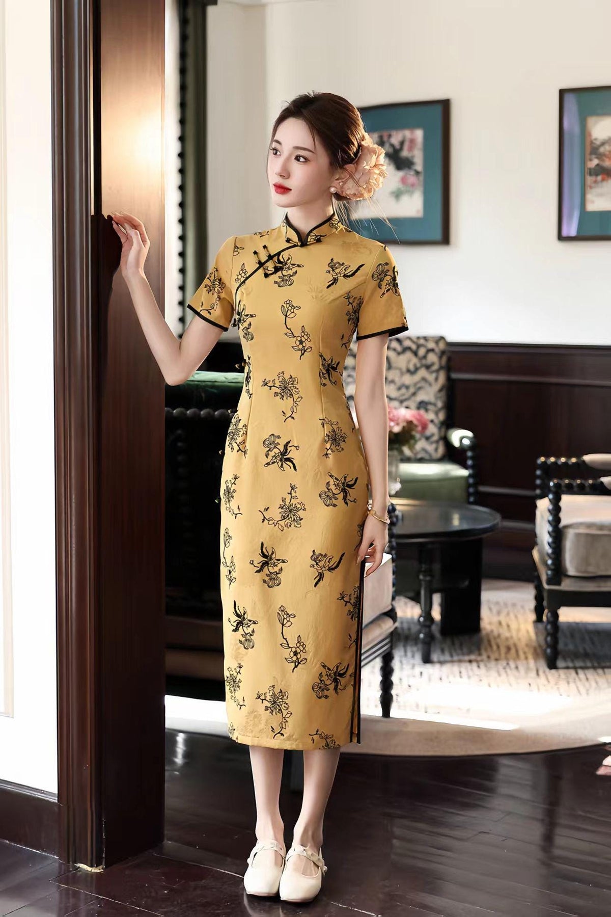 Women's Floral Qipao Cheongsam Dress – additional product view