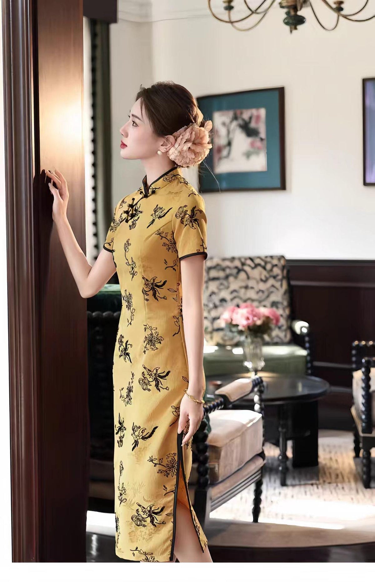 Women's Floral Qipao Cheongsam Dress – additional product view