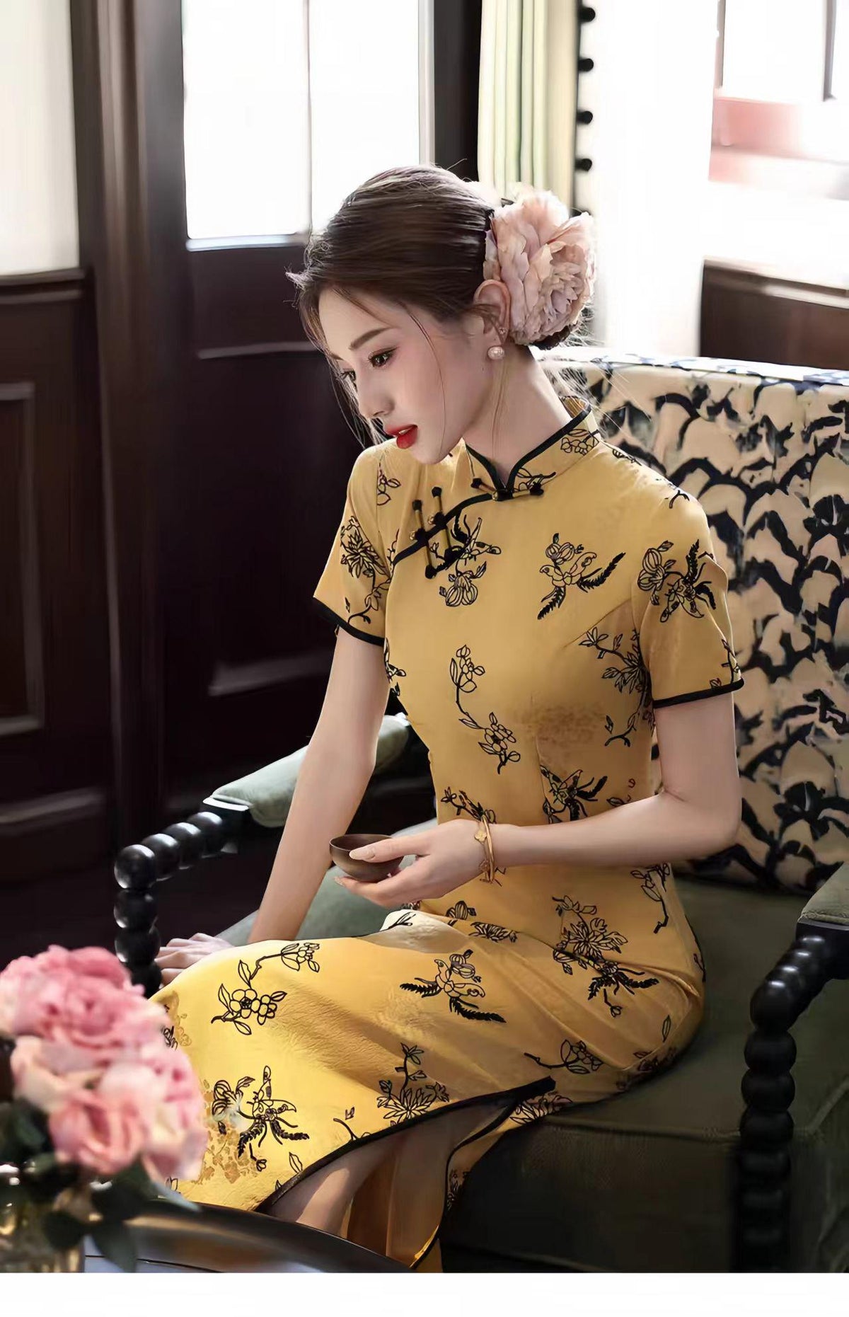Women's Floral Qipao Cheongsam Dress – additional product view