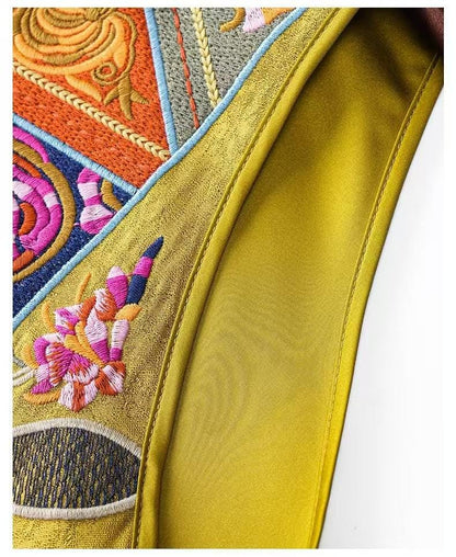 Yellow Floral Embroidered Vintage Chinese Style Vest – additional product view
