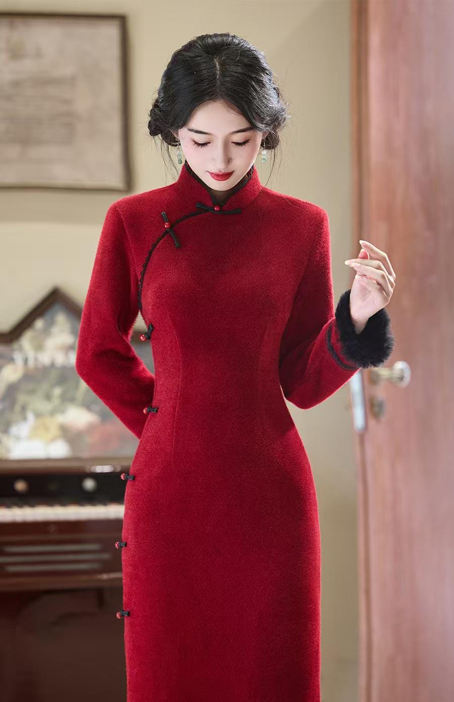Women's Elegant Modern Chinese Two-Piece Set – Long Sleeve – additional product view
