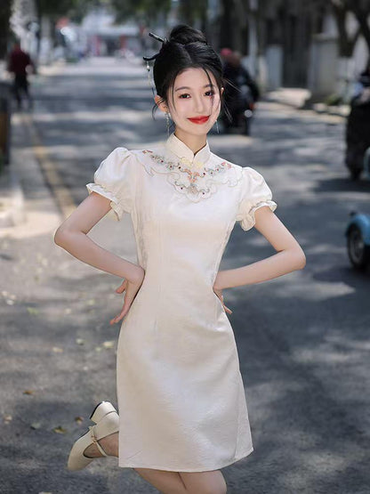 Women's Black Embroidered Qipao Cheongsam Dress – Jacquard – additional product view