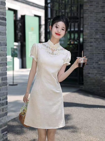 Women's Black Embroidered Qipao Cheongsam Dress – Jacquard – additional product view