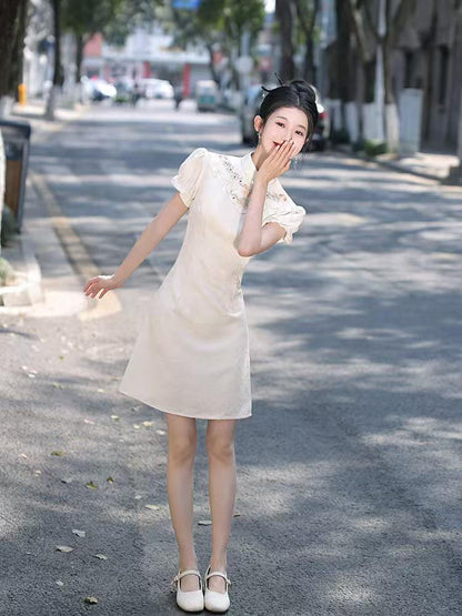 Women's Black Embroidered Qipao Cheongsam Dress – Jacquard – additional product view