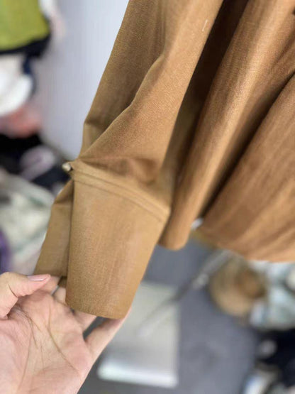 Women's Vintage Chinese Style Blouse – Linen Mandarin Collar – additional product view