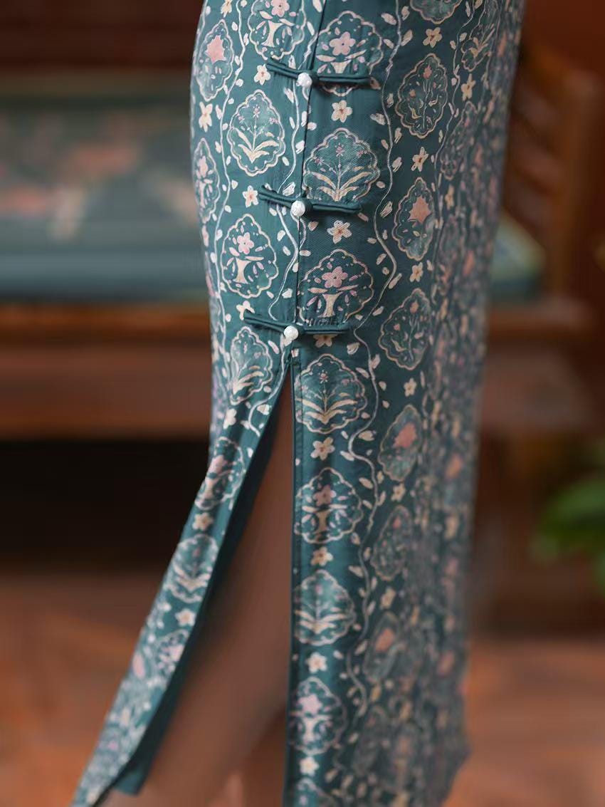 Women's Floral Brocade Qipao Cheongsam Dress – additional product view