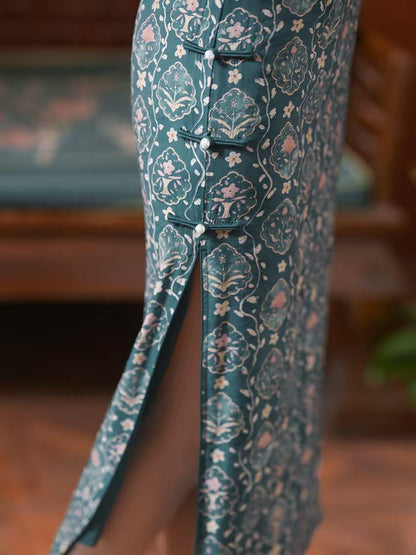 Women's Floral Brocade Qipao Cheongsam Dress – additional product view