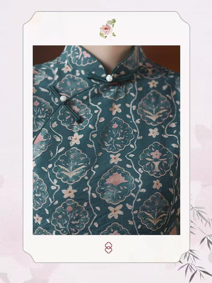 Women's Floral Brocade Qipao Cheongsam Dress – additional product view