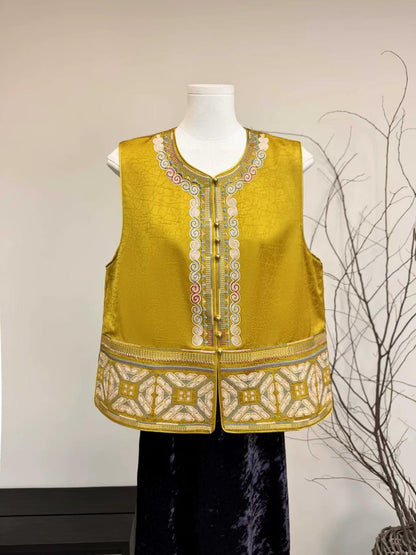 Embroidered Vintage Chinese Style Vest – additional product view