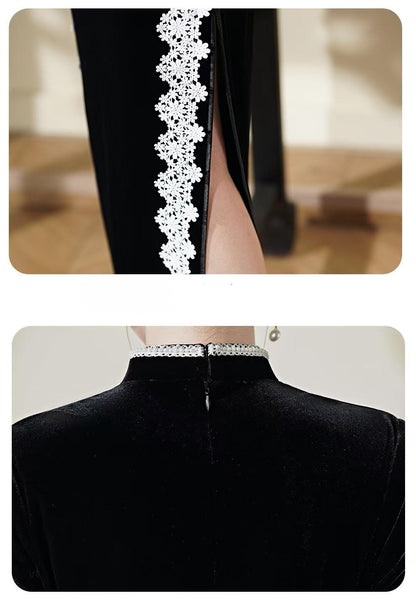 Women's Black Vintage Qipao Cheongsam Dress – additional product view