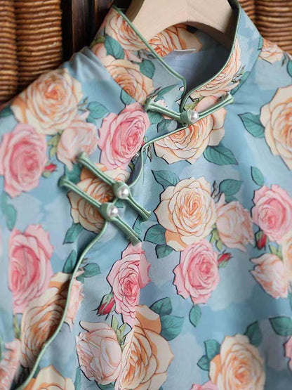 Women's Floral Qipao Cheongsam Dress – Chiffon – additional product view