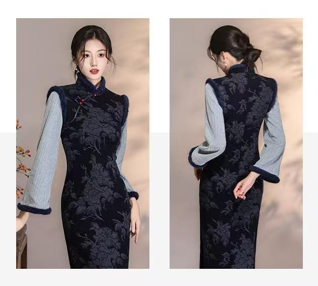 Women's Vintage Qipao Cheongsam Dress – Chenille – additional product view
