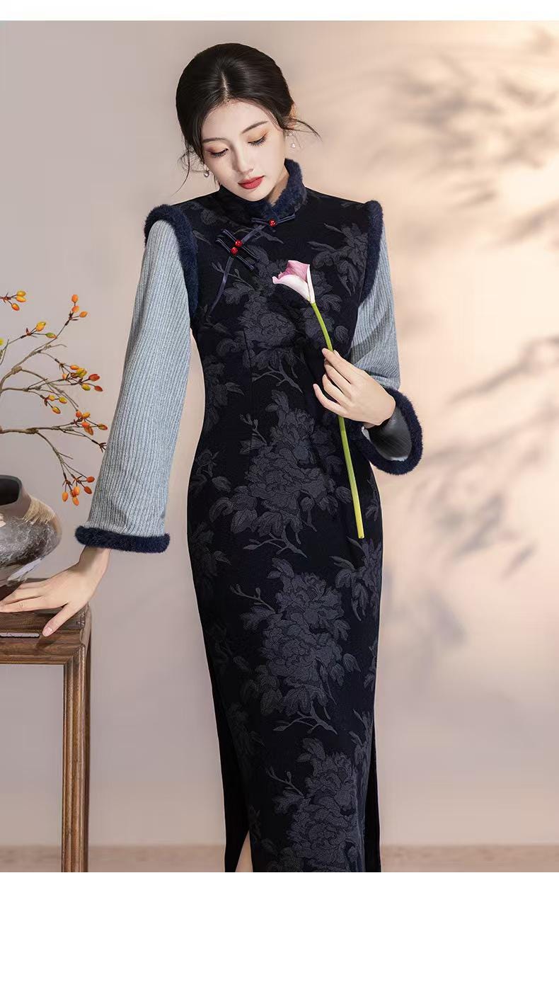 Women's Vintage Qipao Cheongsam Dress – Chenille – additional product view