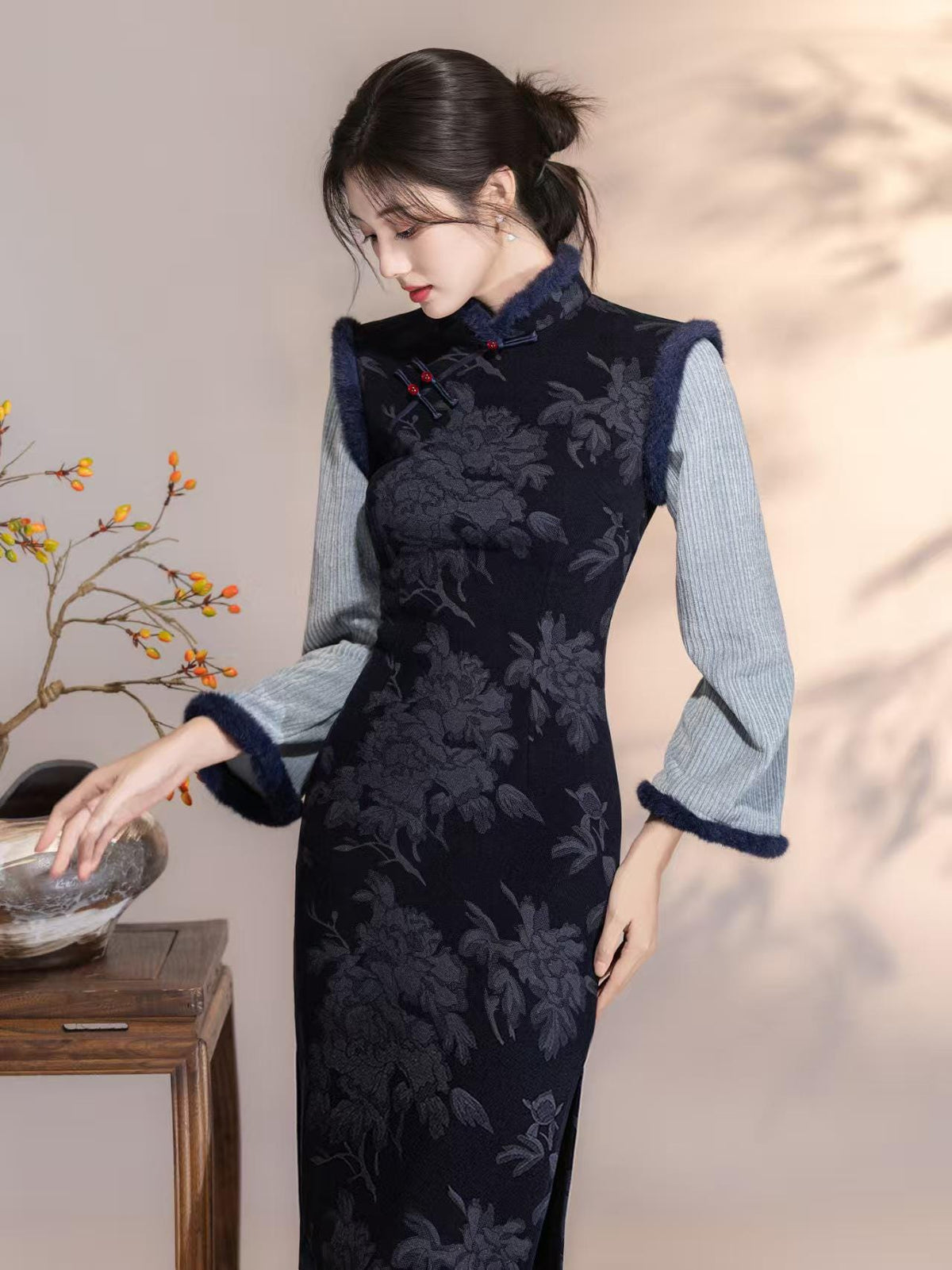 Women's Vintage Qipao Cheongsam Dress – Chenille – additional product view