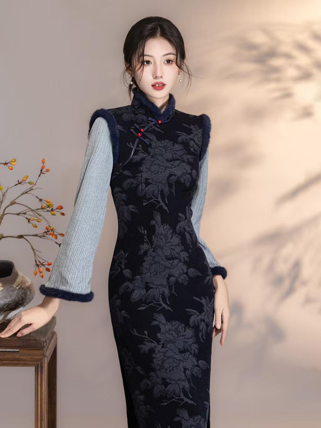 Women's Vintage Qipao Cheongsam Dress – Chenille – additional product view