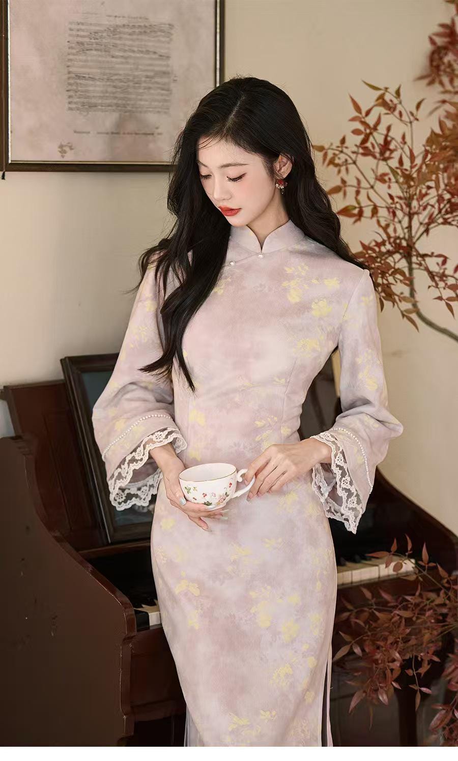 Women's Vintage Qipao Cheongsam Dress – Fall Winter – additional product view