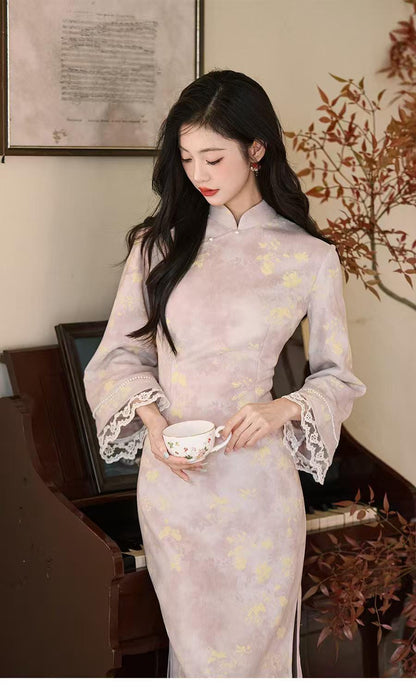 Women's Vintage Qipao Cheongsam Dress – Fall Winter – additional product view