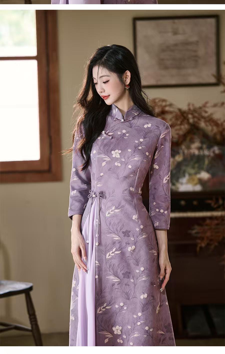 Women's Vintage Qipao Cheongsam Dress – Velvet – additional product view