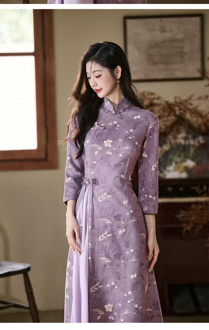 Women's Vintage Qipao Cheongsam Dress – Velvet – additional product view