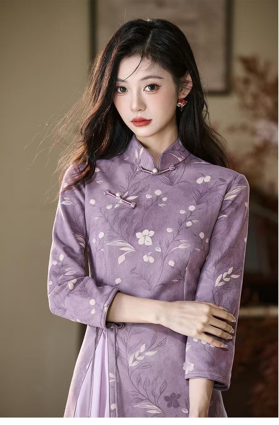 Women's Vintage Qipao Cheongsam Dress – Velvet – additional product view