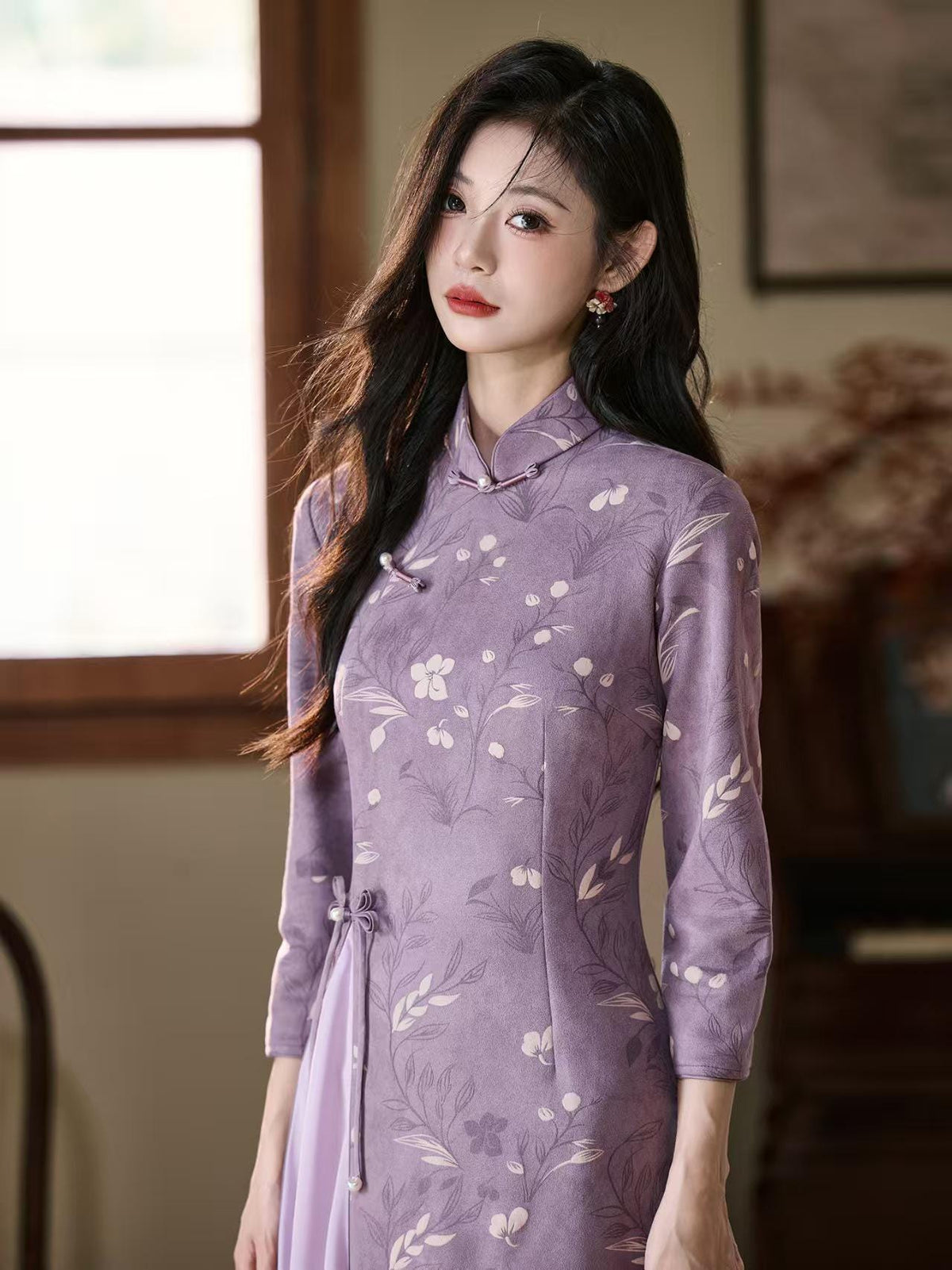 Women's Vintage Qipao Cheongsam Dress – Velvet – additional product view
