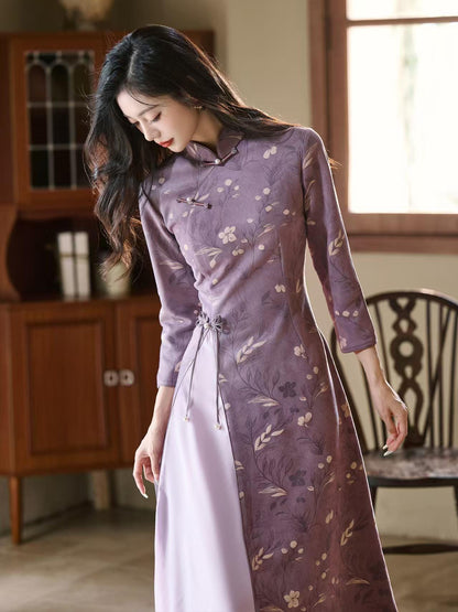 Women's Vintage Qipao Cheongsam Dress – Velvet – additional product view