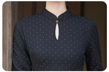 Women's Black Vintage Qipao Cheongsam Dress – additional product view
