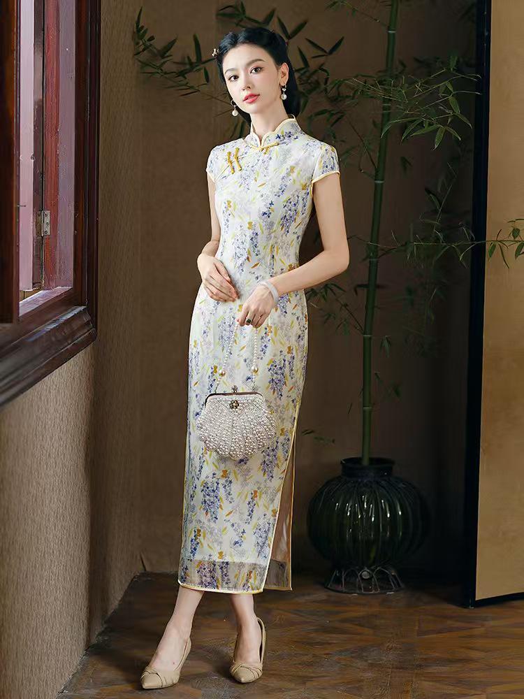 Women's Vintage Qipao Cheongsam Dress – Chiffon – additional product view