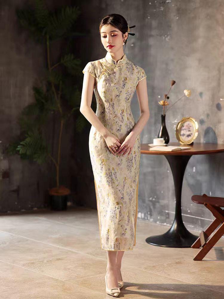 Women's Vintage Qipao Cheongsam Dress – Chiffon – additional product view