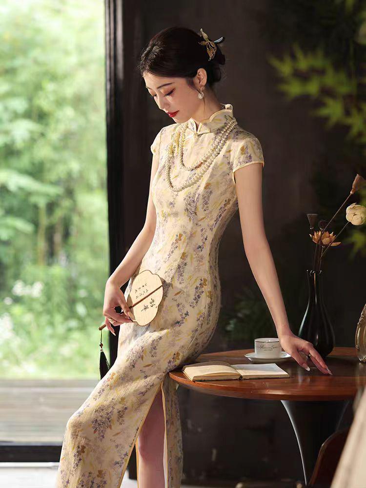 Women's Vintage Qipao Cheongsam Dress – Chiffon – additional product view