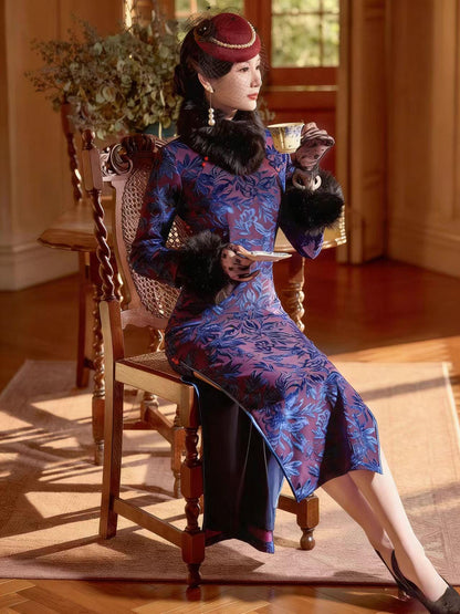 Women's Floral Qipao Cheongsam Dress – Long – additional product view