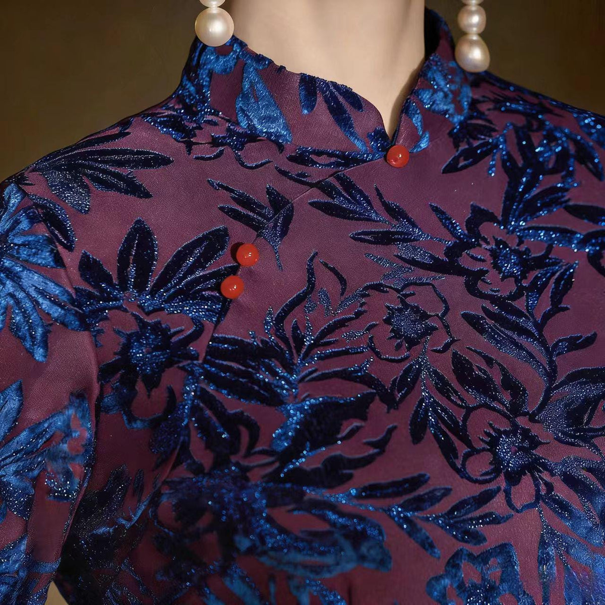 Women's Floral Qipao Cheongsam Dress – Long – additional product view