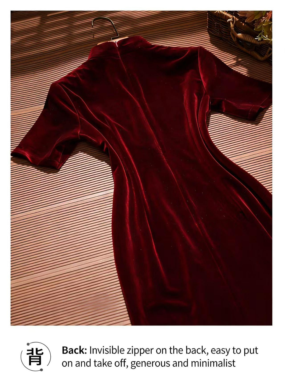 Women's Vintage Velvet Qipao Cheongsam Dress – additional product view