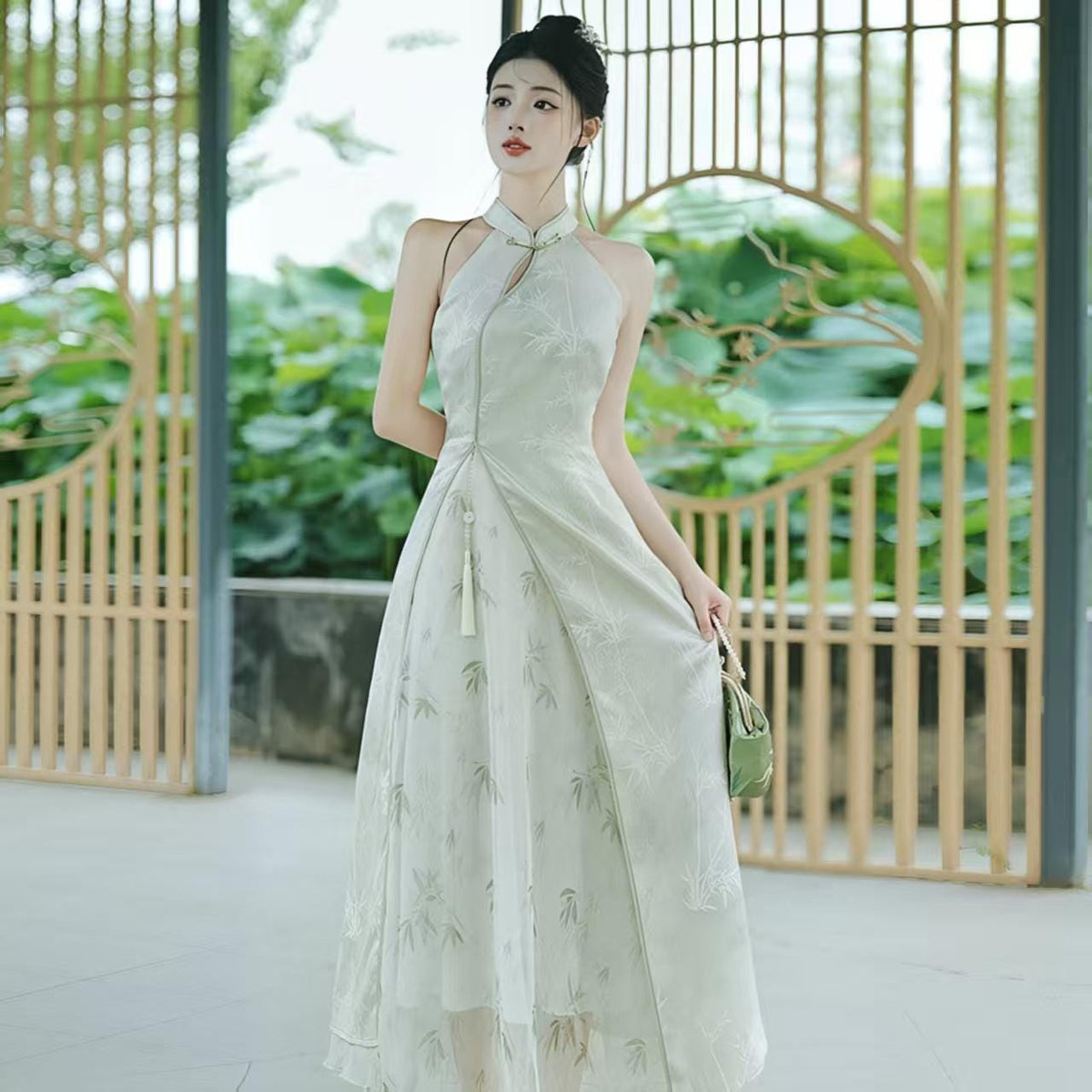 Women's Embroidered Qipao Cheongsam Dress – Jacquard – additional product view