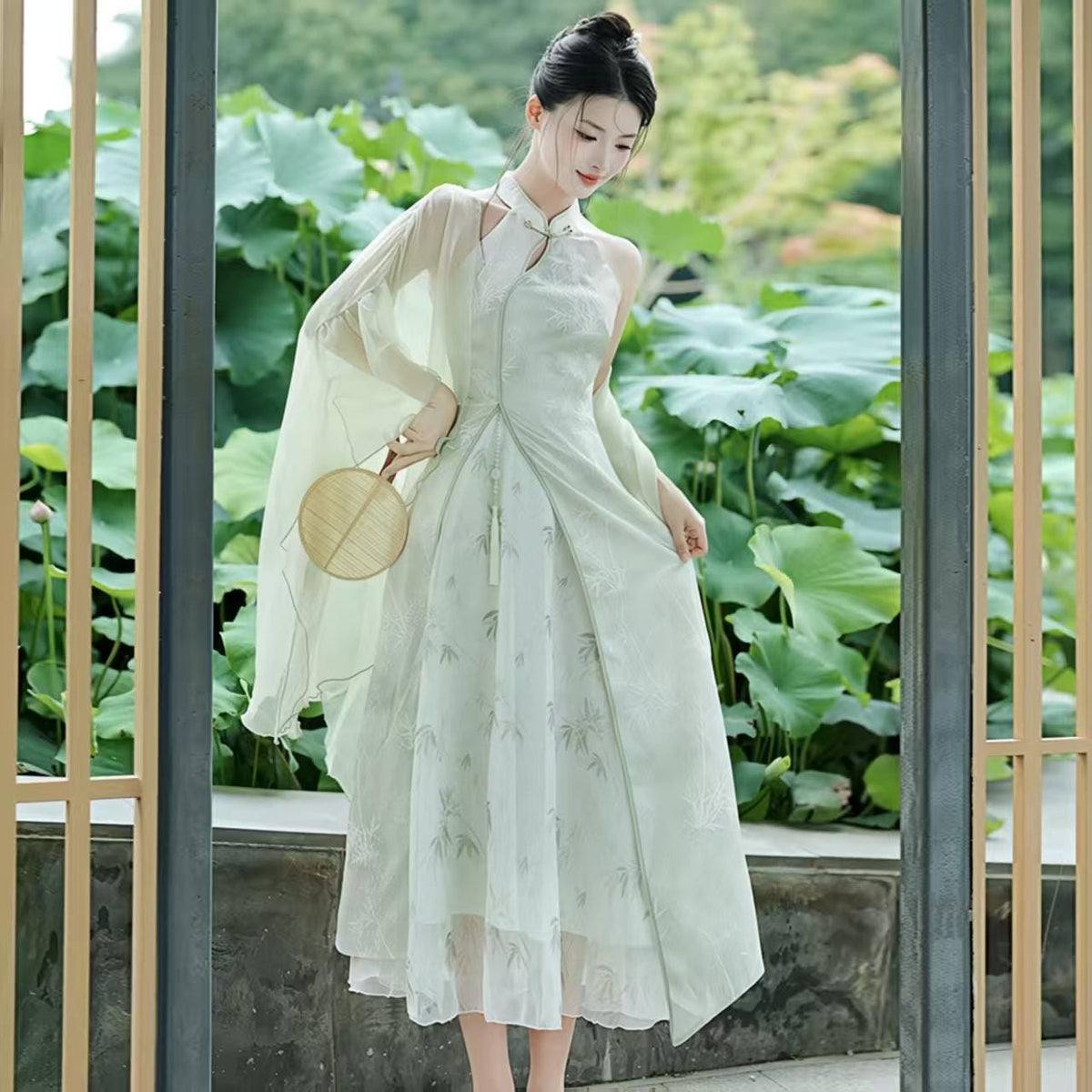 Women's Embroidered Qipao Cheongsam Dress – Jacquard – additional product view