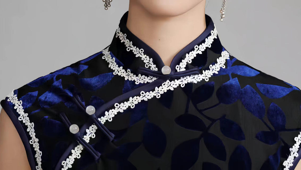 Women's Elegant Velvet Qipao Cheongsam Dress – Maxi – additional product view