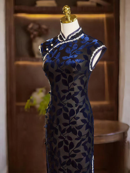 Women's Elegant Velvet Qipao Cheongsam Dress – Maxi – additional product view