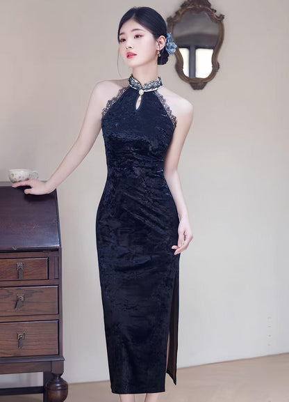 Women's Elegant Velvet Qipao Cheongsam Dress – additional product view